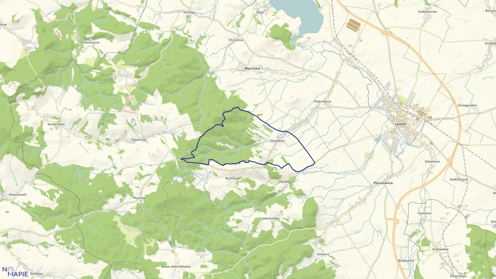 Mapa obrębu CHEŁMIEC w gminie Męcinka