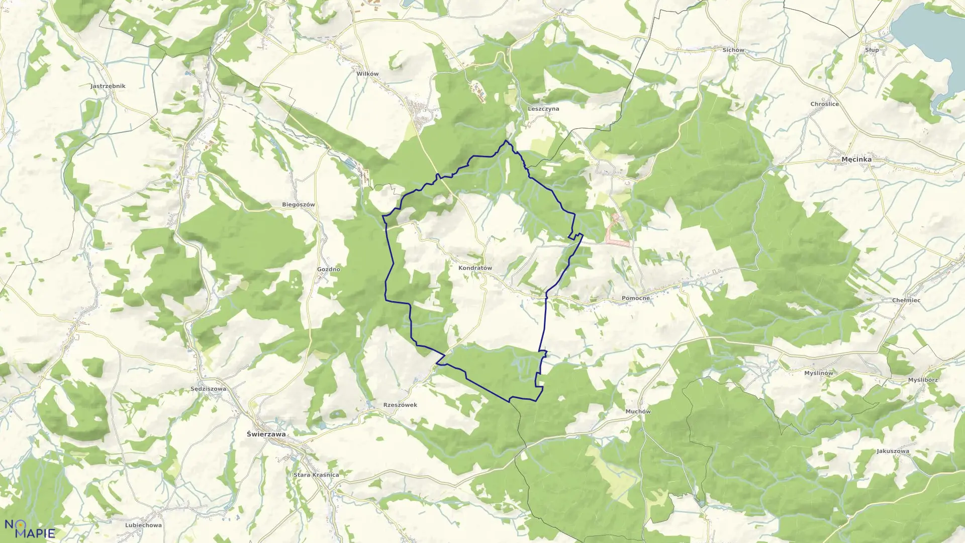 Mapa obrębu KONDRATÓW w gminie Męcinka