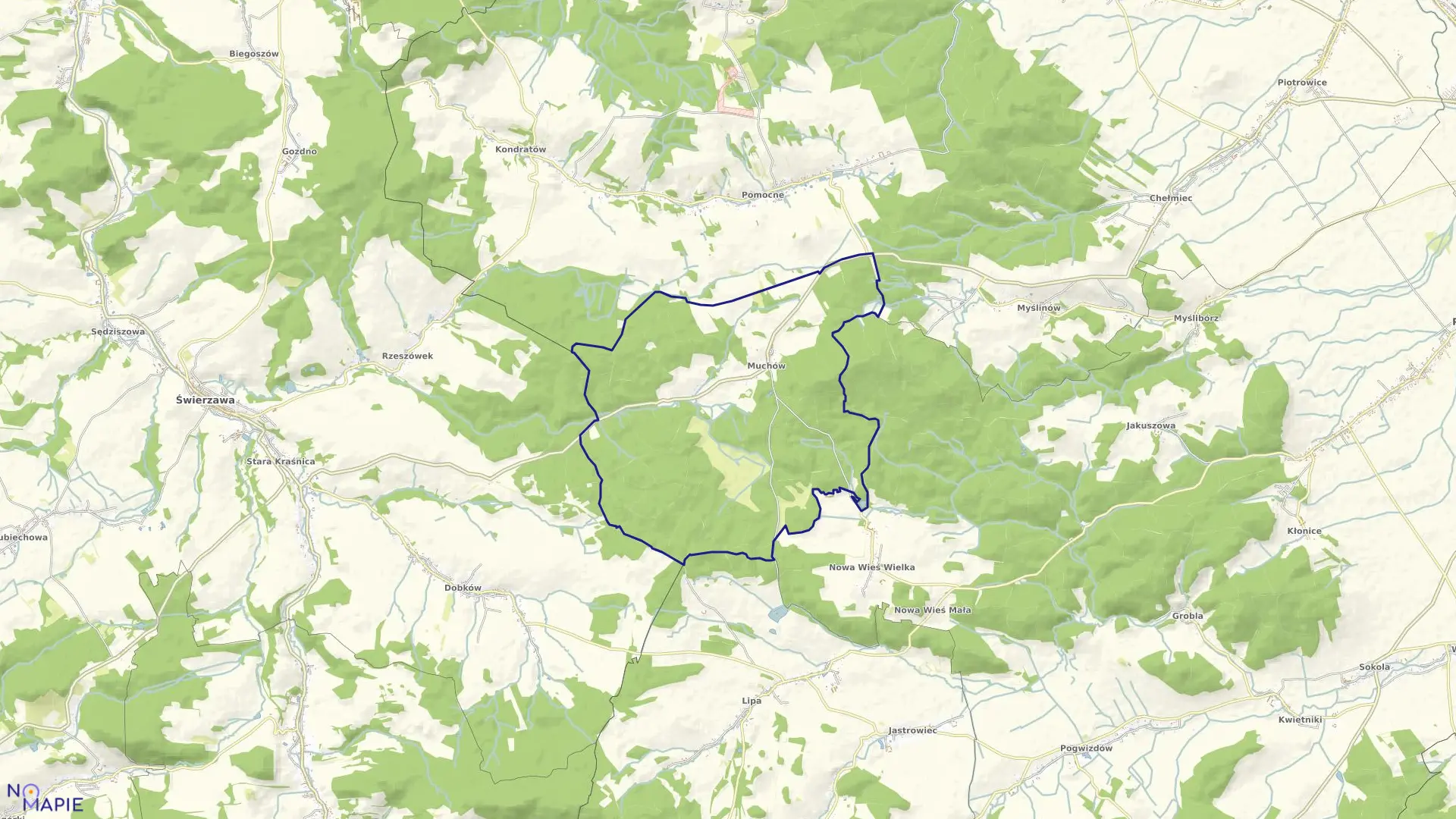 Mapa obrębu MUCHÓW w gminie Męcinka