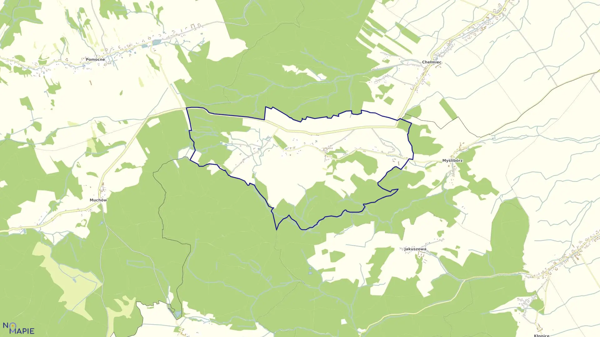 Mapa obrębu MYŚLINÓW w gminie Męcinka