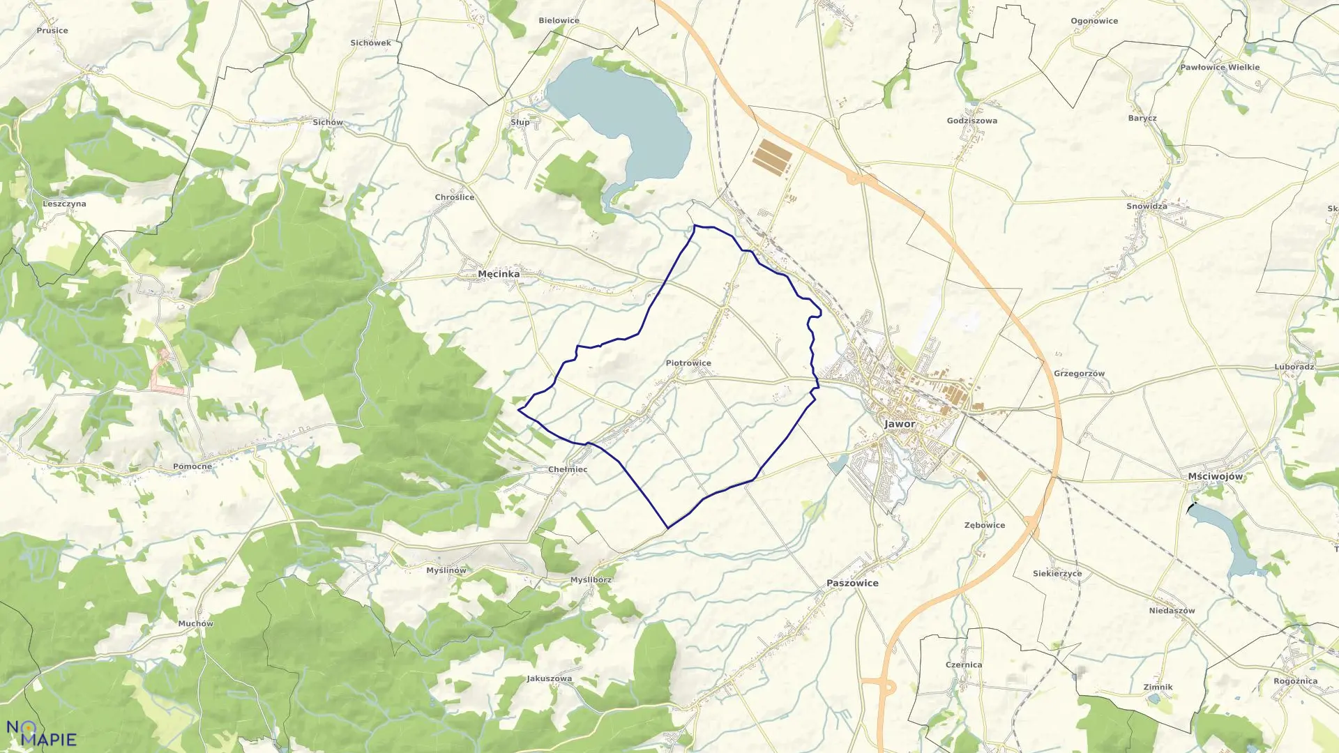 Mapa obrębu PIOTROWICE w gminie Męcinka