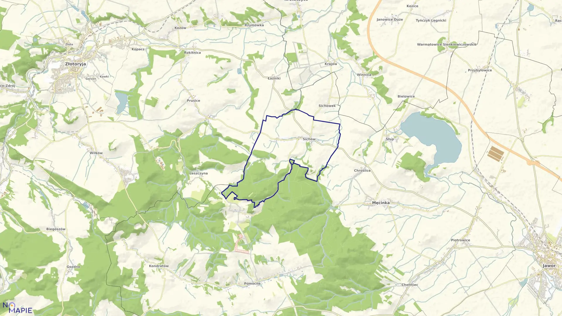 Mapa obrębu SICHÓW w gminie Męcinka